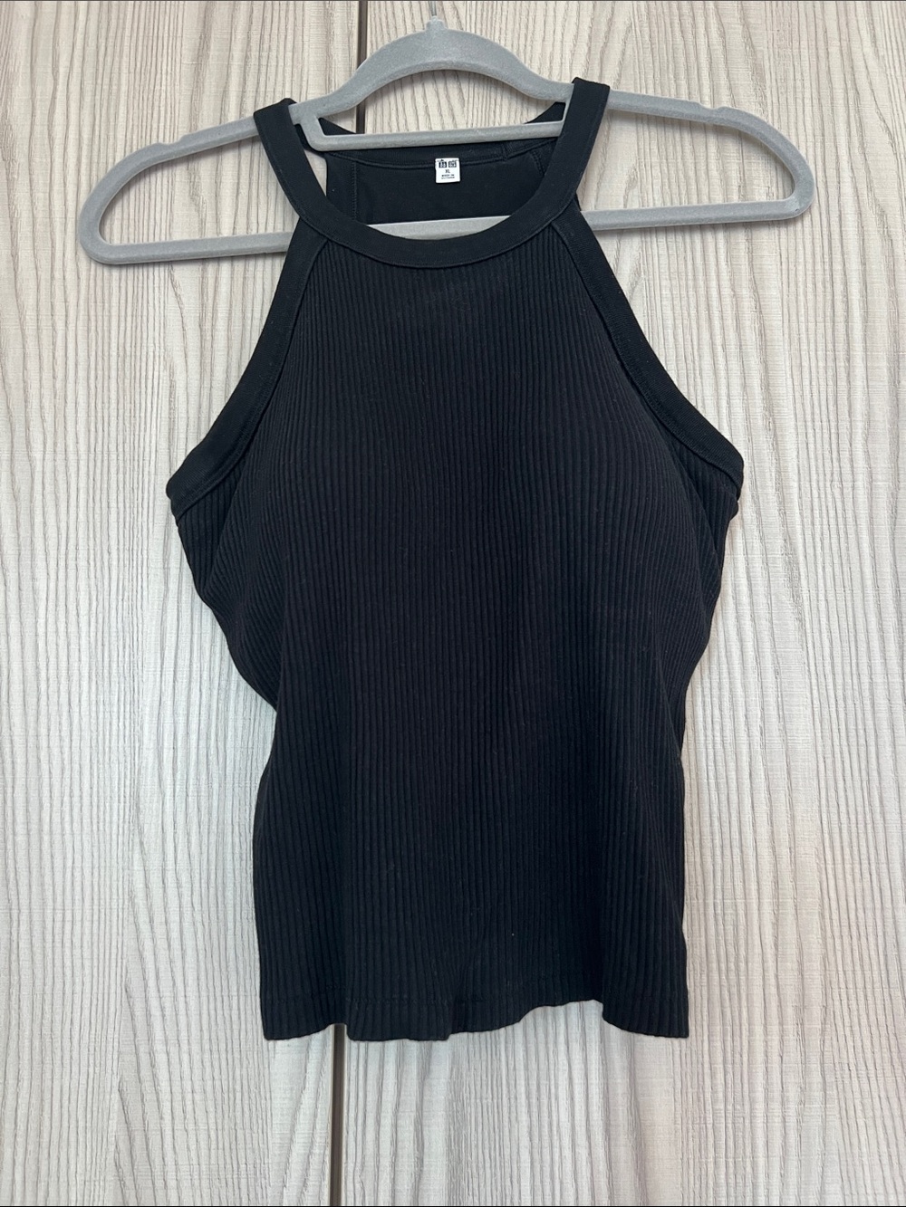 Uniqlo Black Ribbed Halter Tank Top